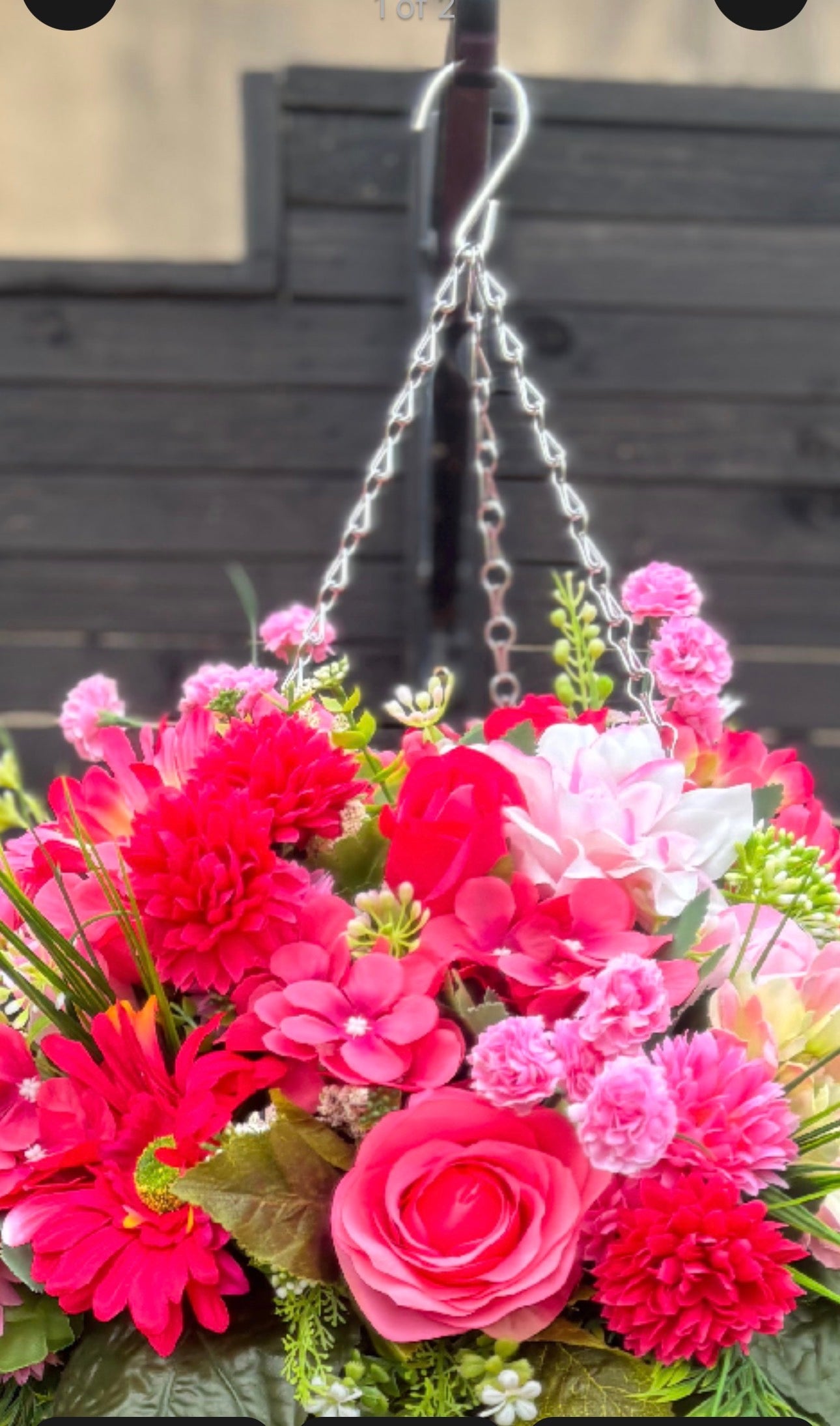Standard mixed pink Rattan Basket with Ivy