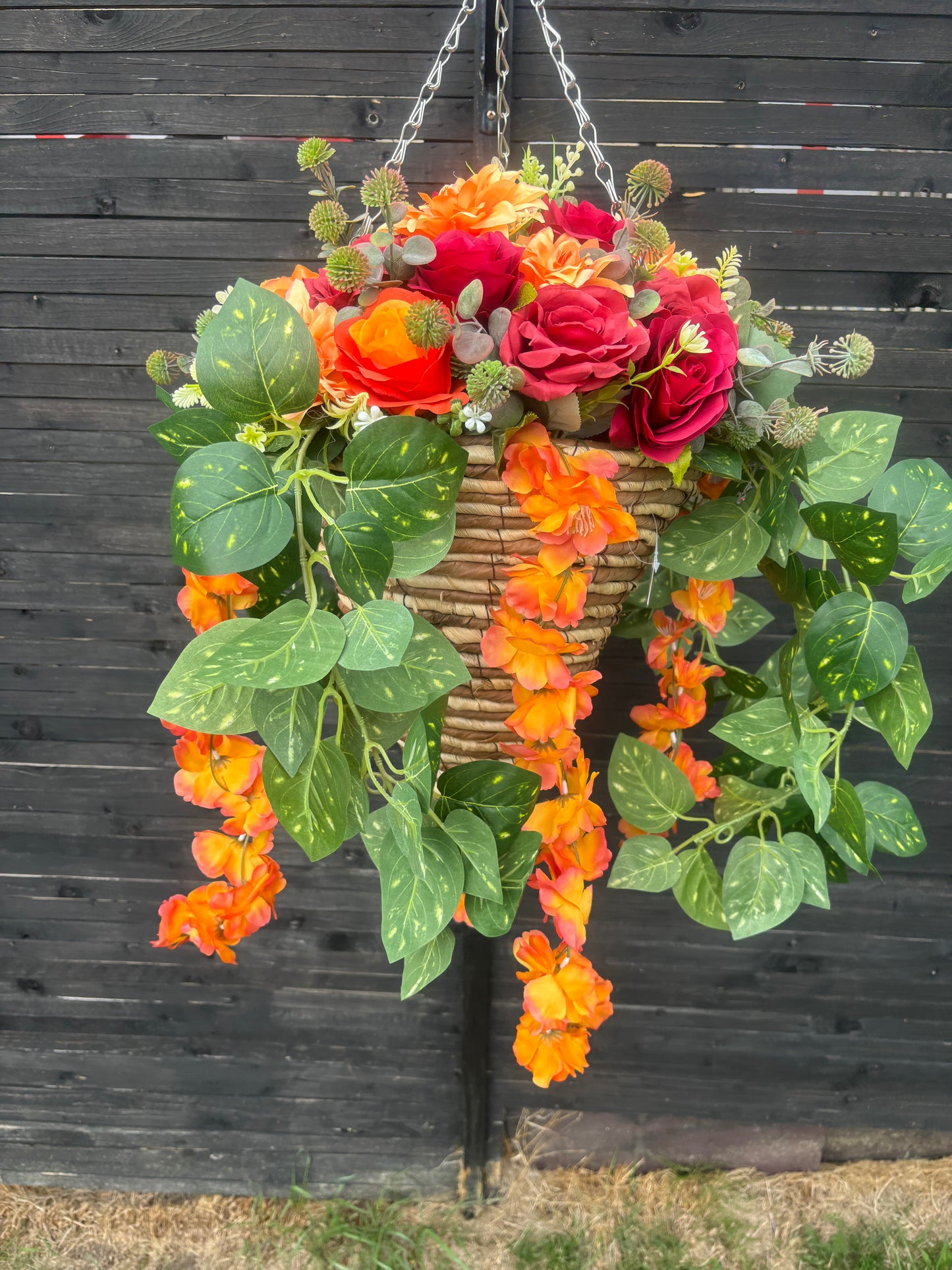 Autumn orange and deep red deluxe basket