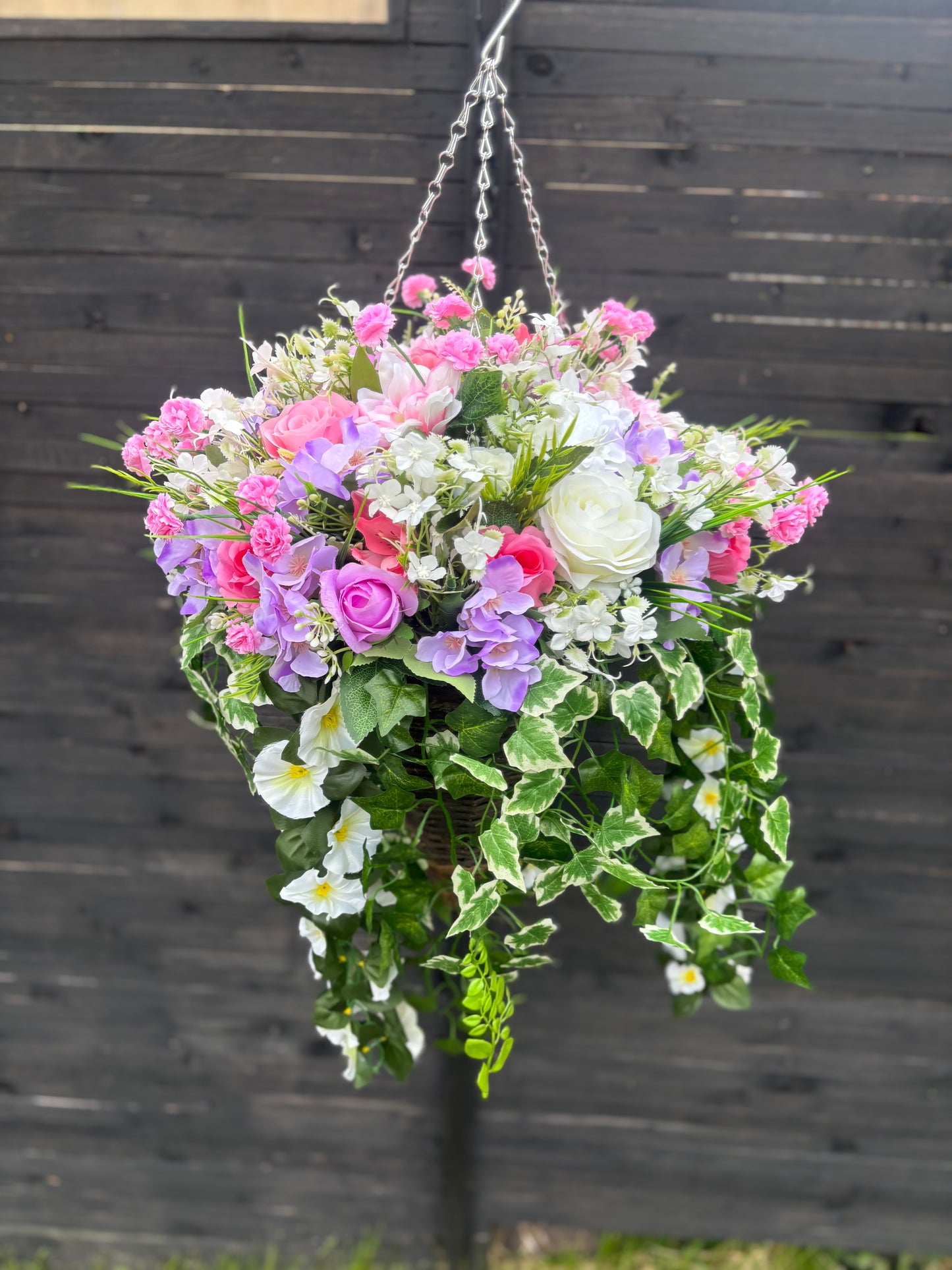Deluxe Lilac,pink & Ivory Hanging Baskets