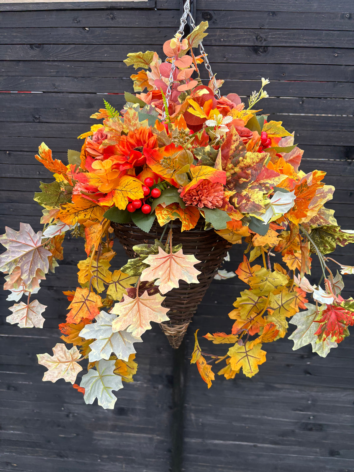 deluxe autumn mixed hanging basket