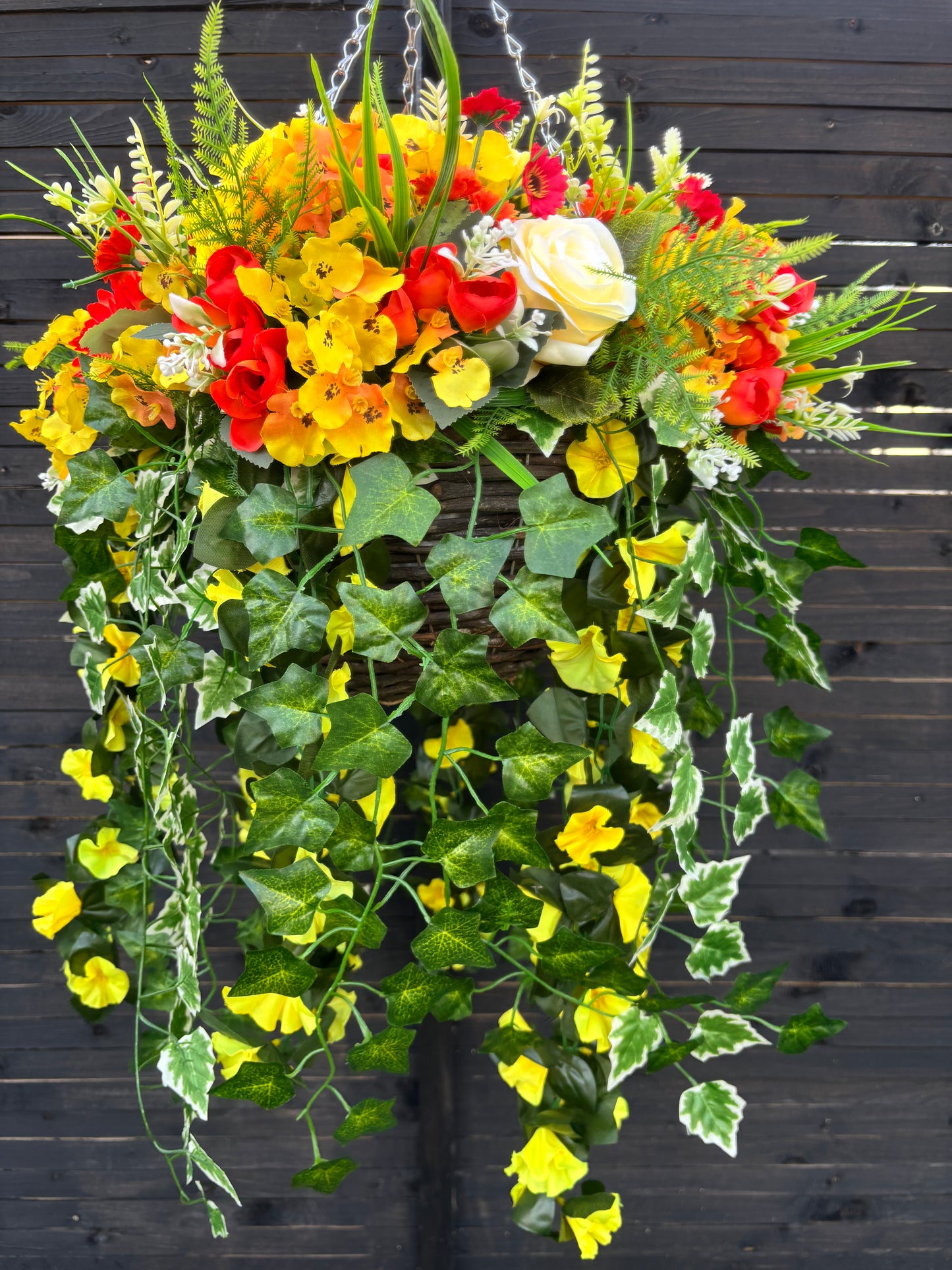 Orange & Yellow Deluxe Rattan Basket