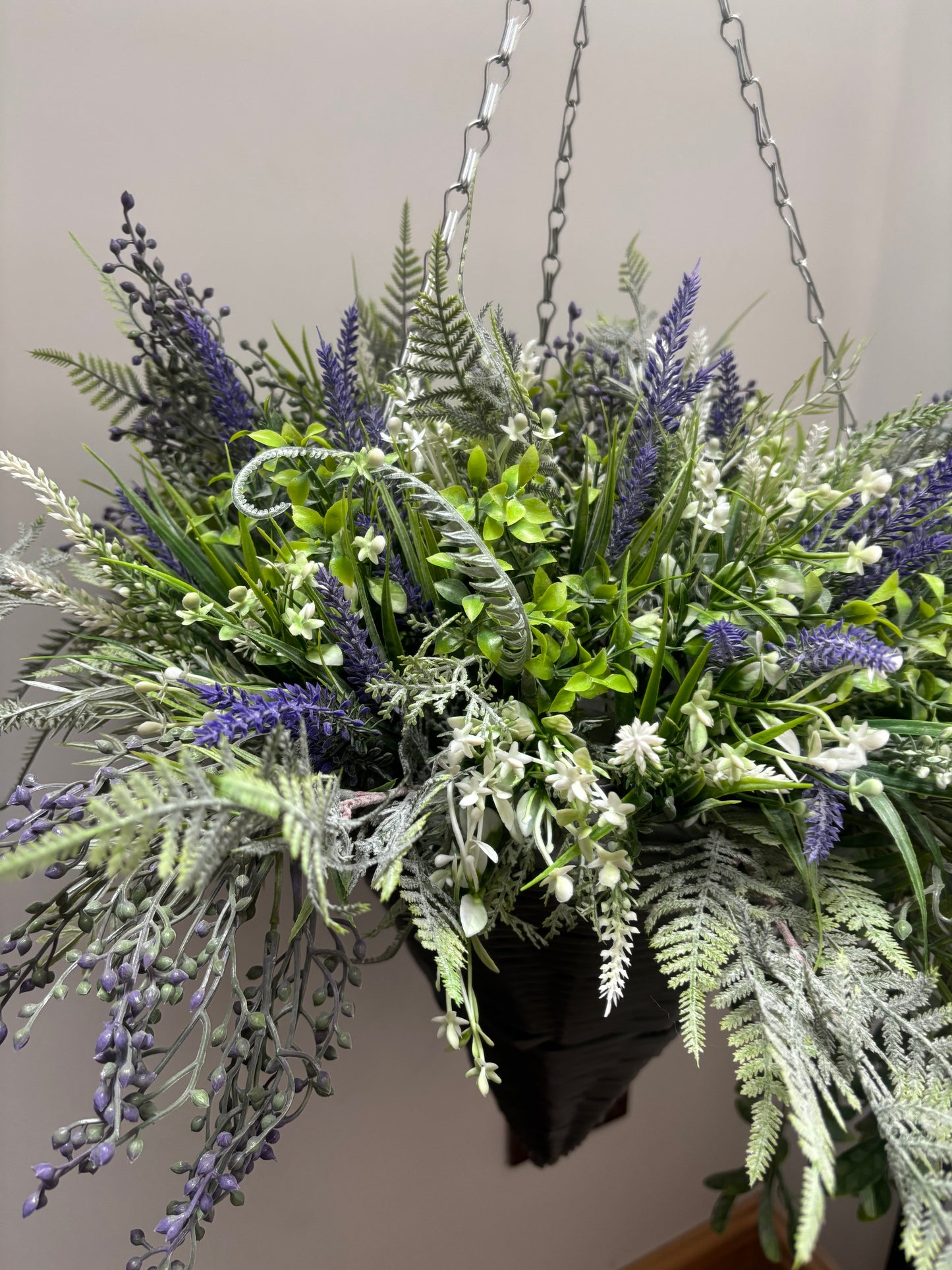 Flocked Foliage hanging basket