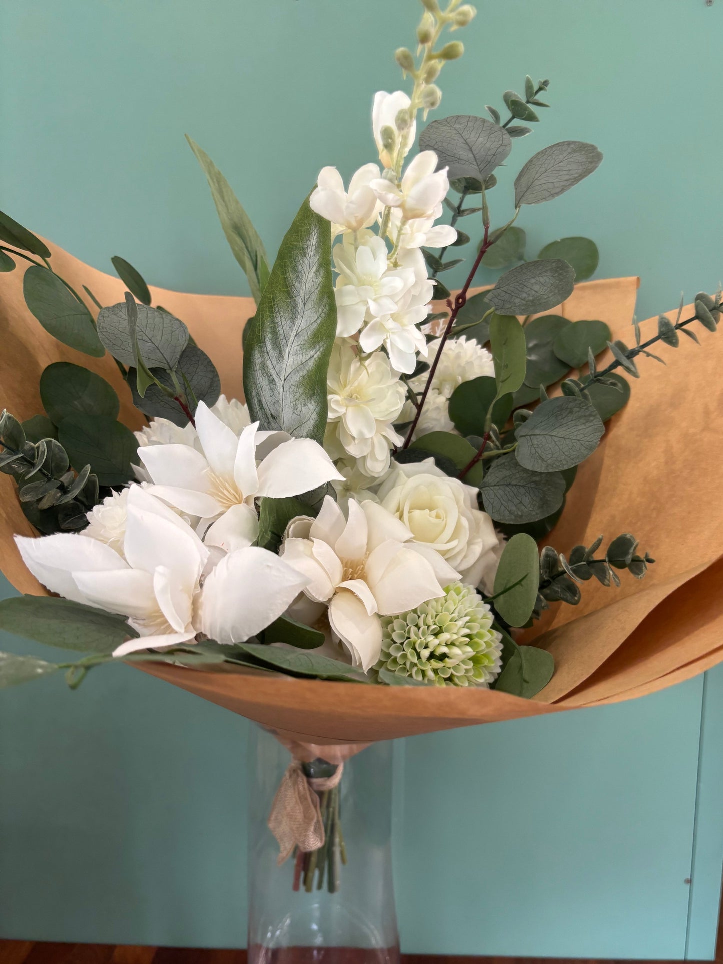 White Lily Faux Flower Gift Bouquet