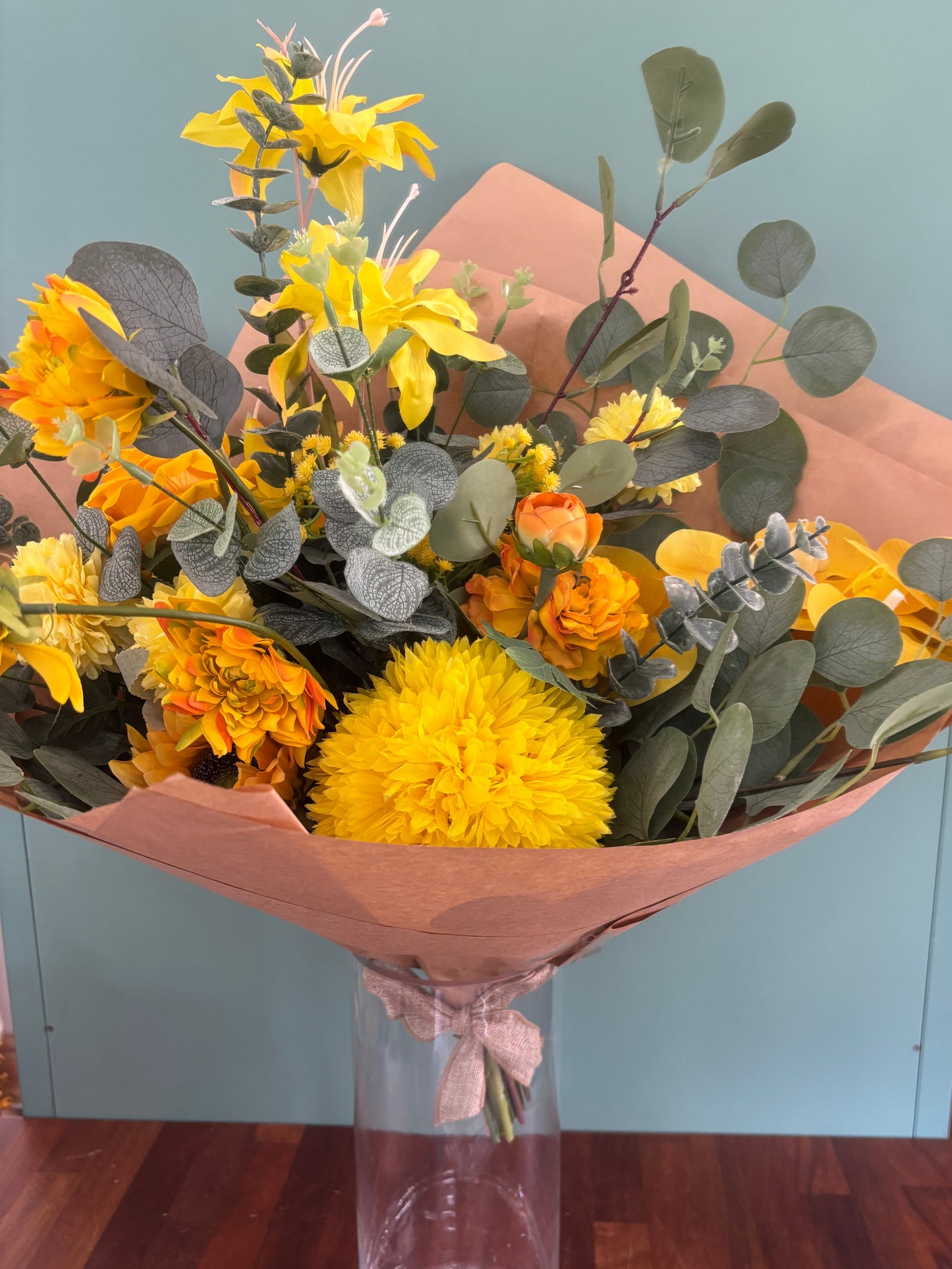 Yellow Faux Flower Gift Bouquet