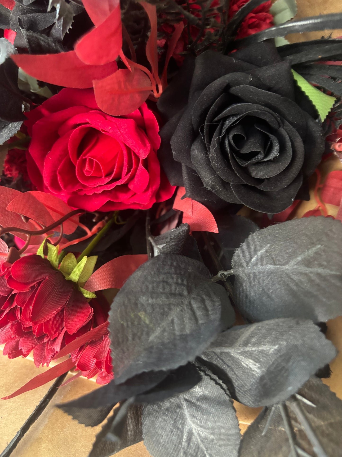 Black & Red Faux Flower Gift Bouquet