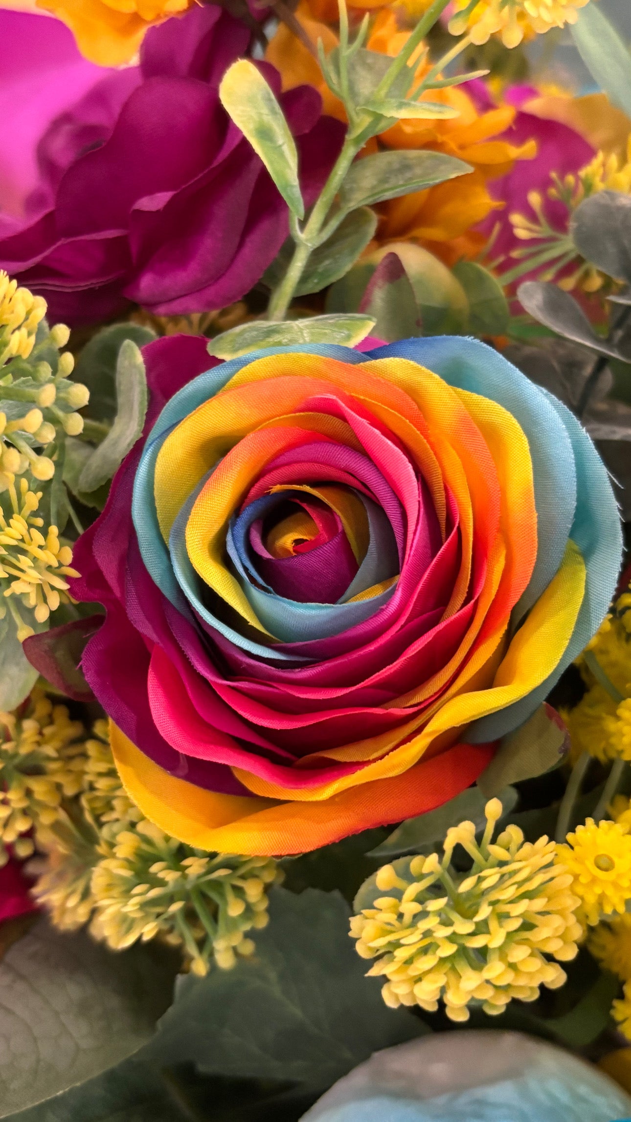 Rainbow Faux Flower Gift Boquet