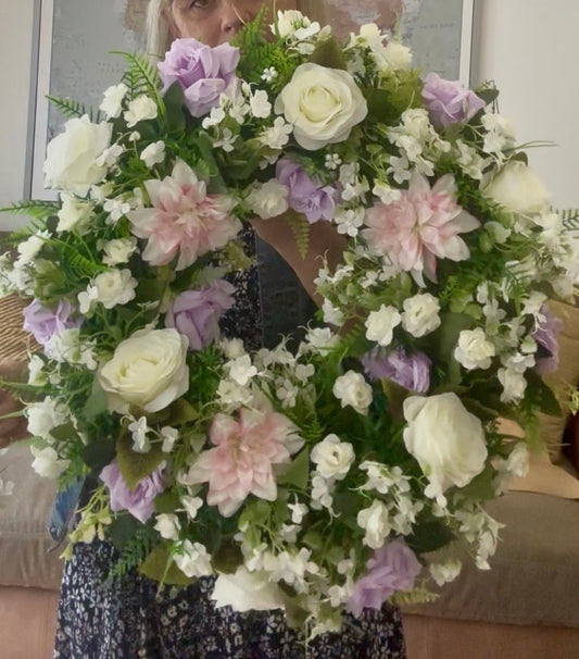 Daphanie Wreath and 1 deluxe hanging basket