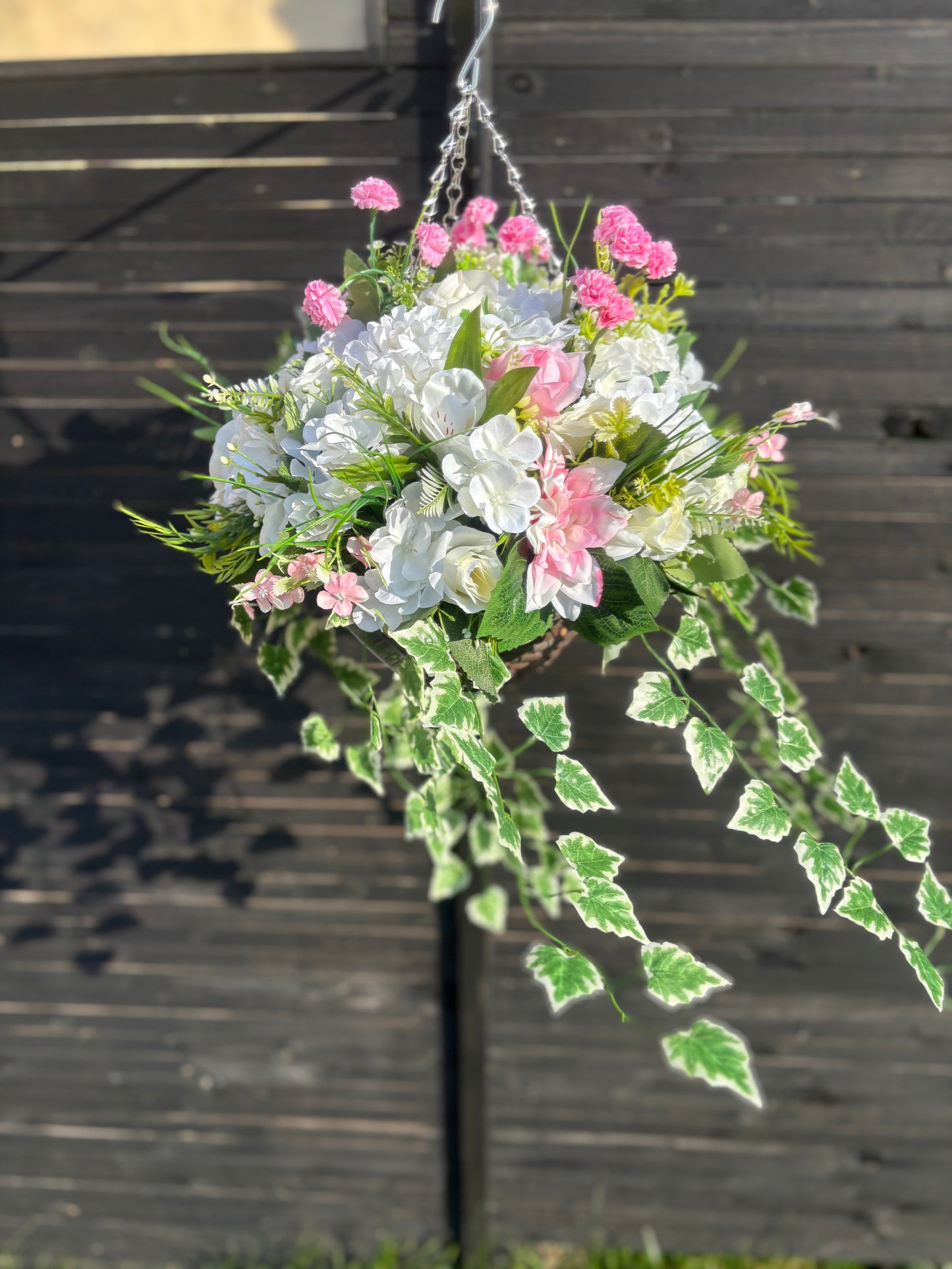 Standard Ivory with ivy touch of pink Rattan Basket