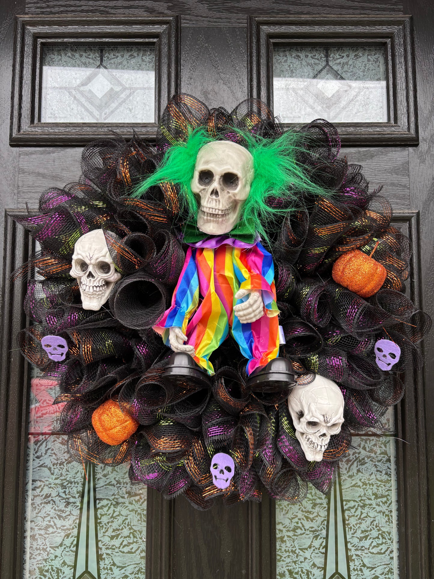 Clown skeleton Deluxe Deco Mesh Wreath/Door Bow