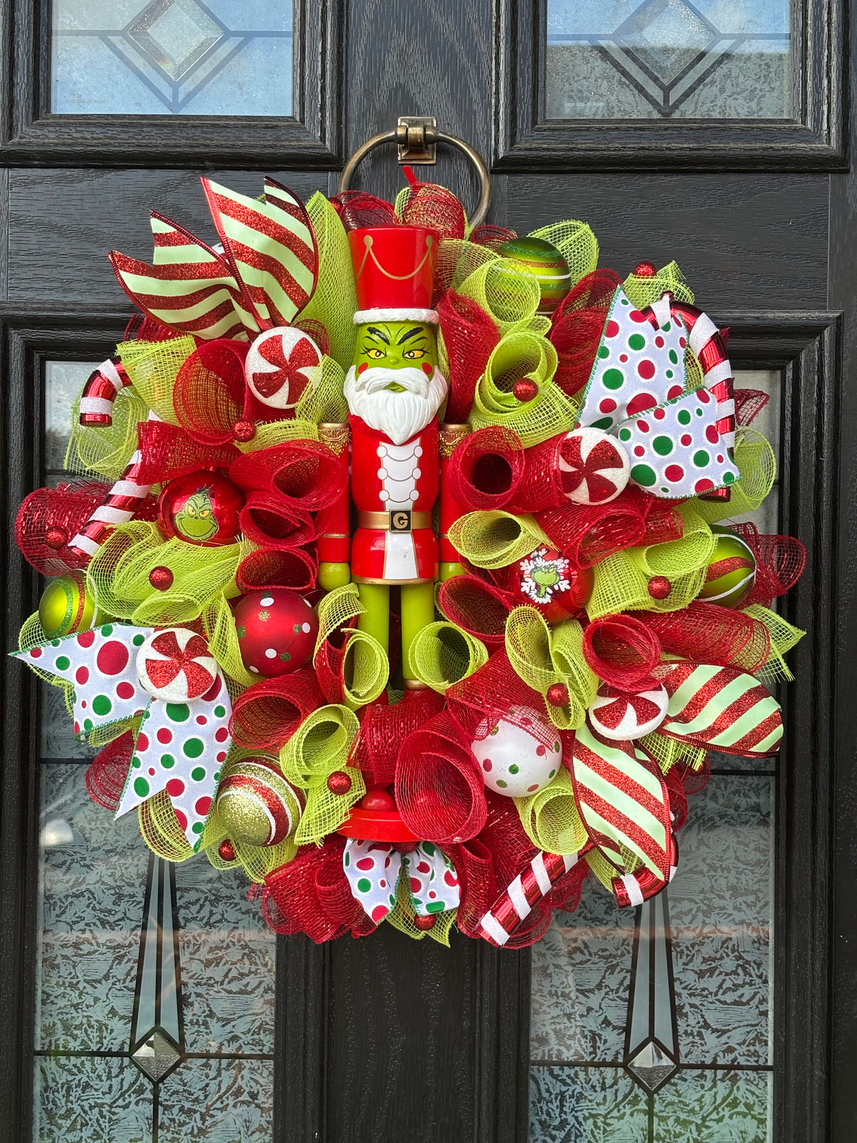 Green guy Christmas Deluxe Deco Mesh Wreath/Door Bow