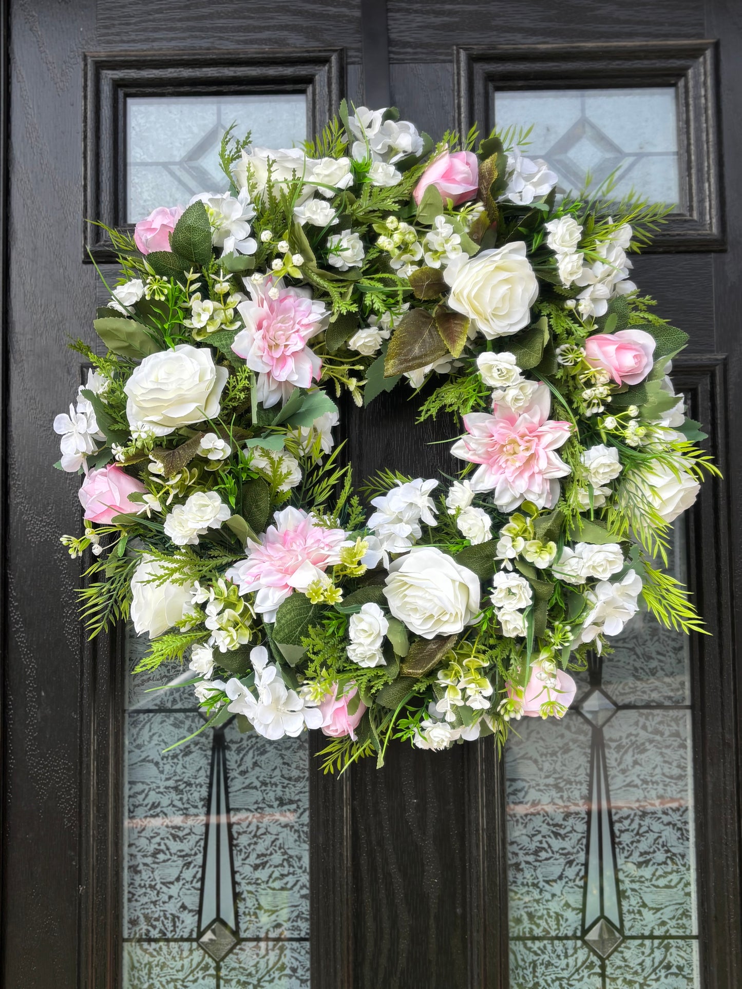 Sammie Wreath and 2 x standard hanging basket