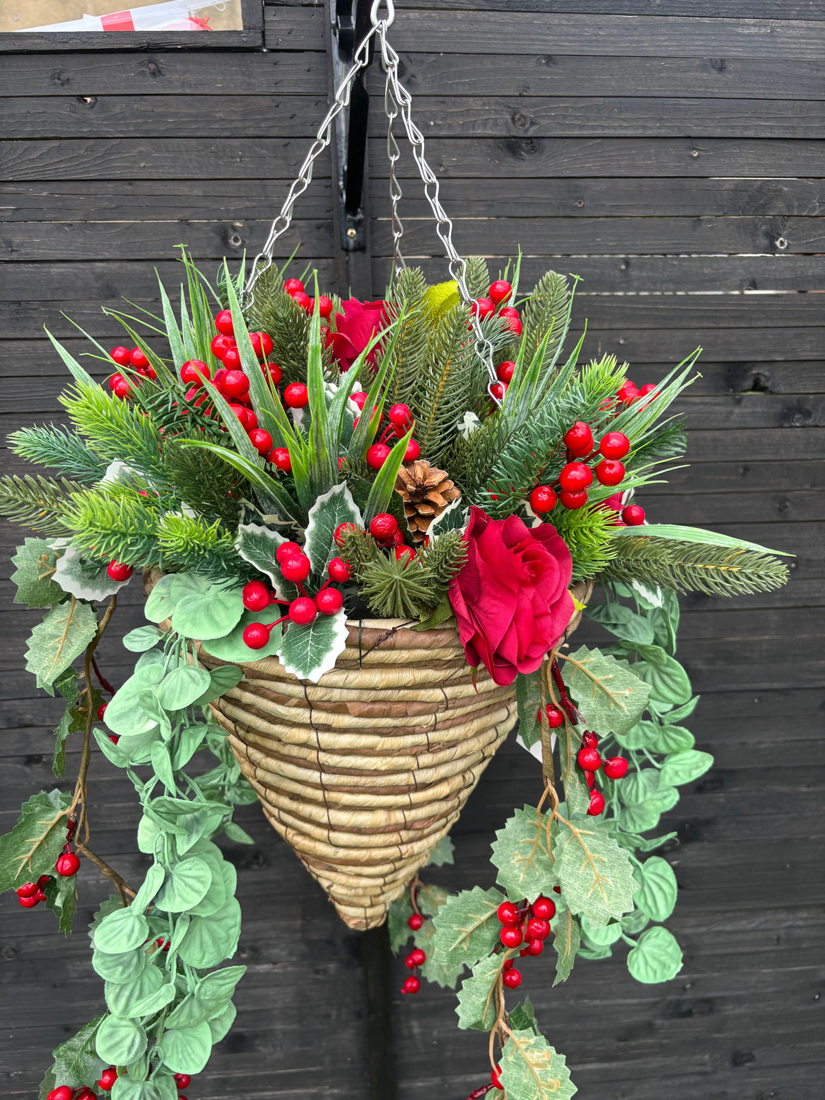 Rose, berry and cone deluxe basket