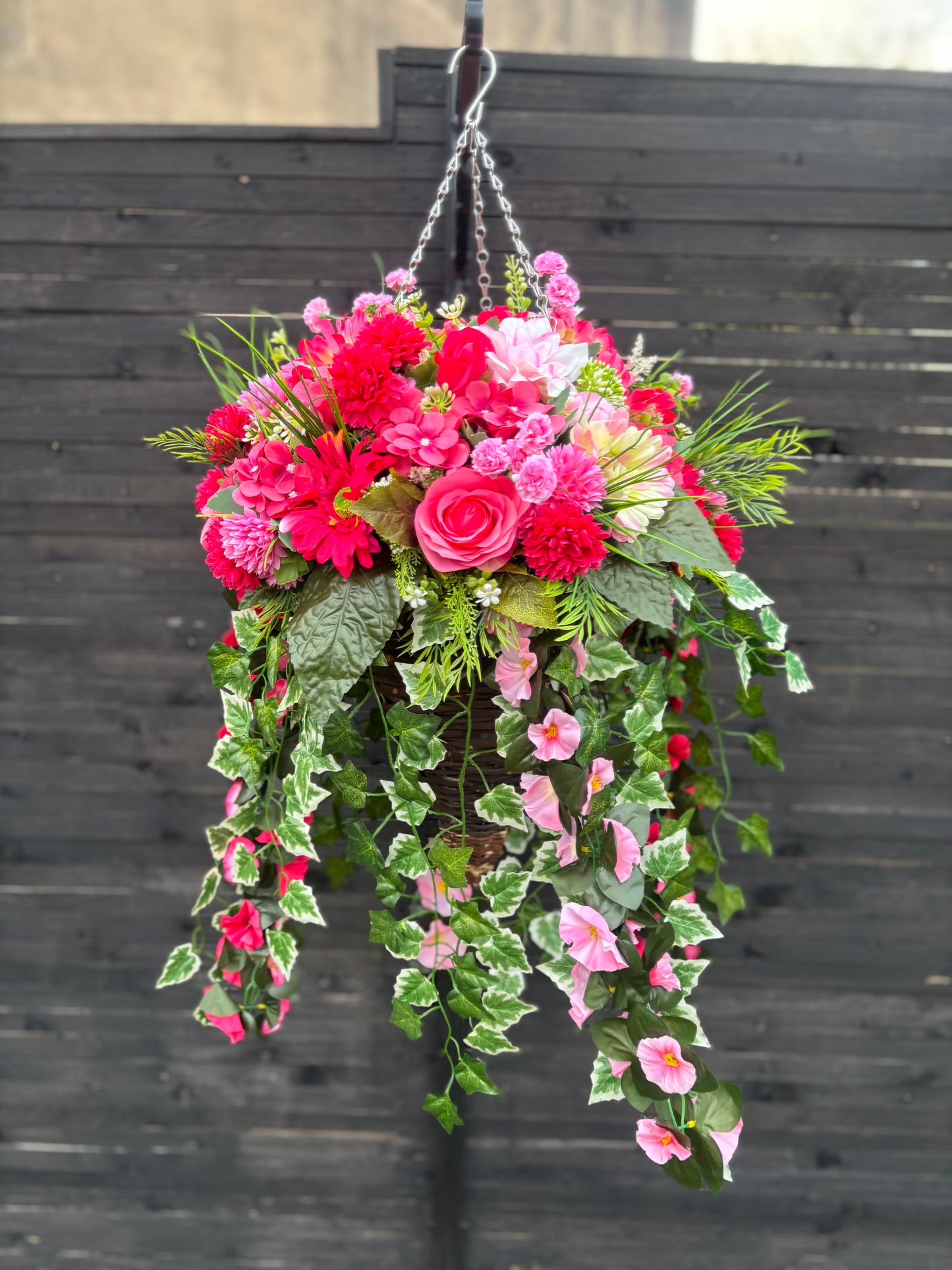Deluxe mixed Pink Hanging Baskets