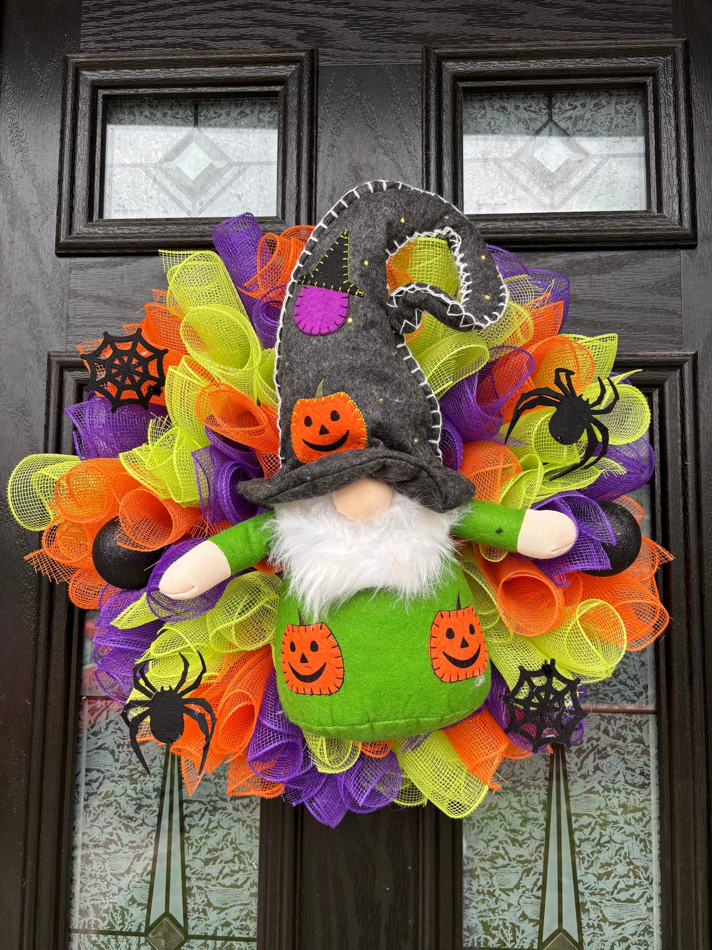 Green Gonk Halloween Deluxe Deco Mesh Wreath/Door Bow
