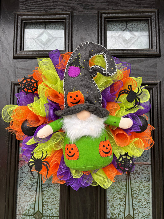 Green Gonk Halloween Deluxe Deco Mesh Wreath/Door Bow