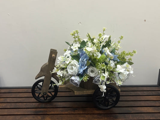 Wooden tricycle blue and white