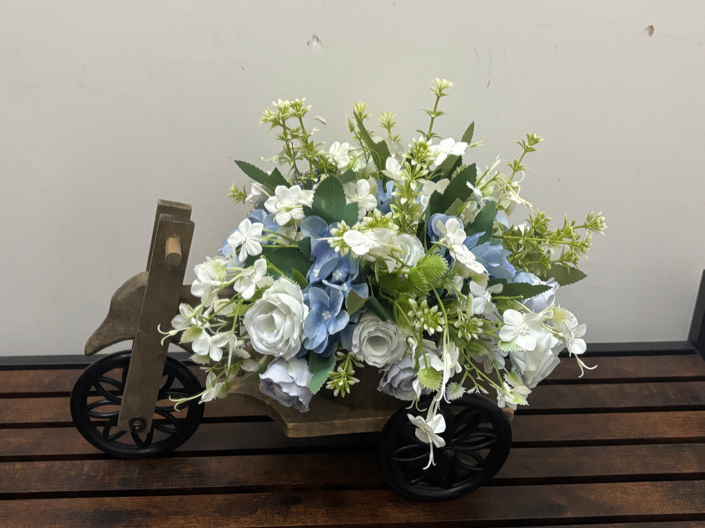 Wooden tricycle blue and white