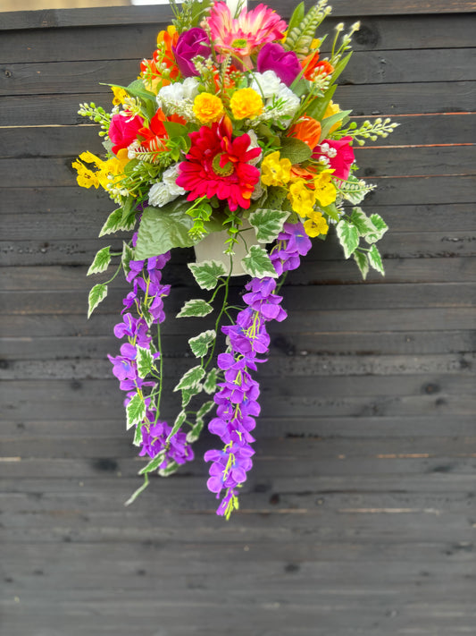 Multi colour fence pots