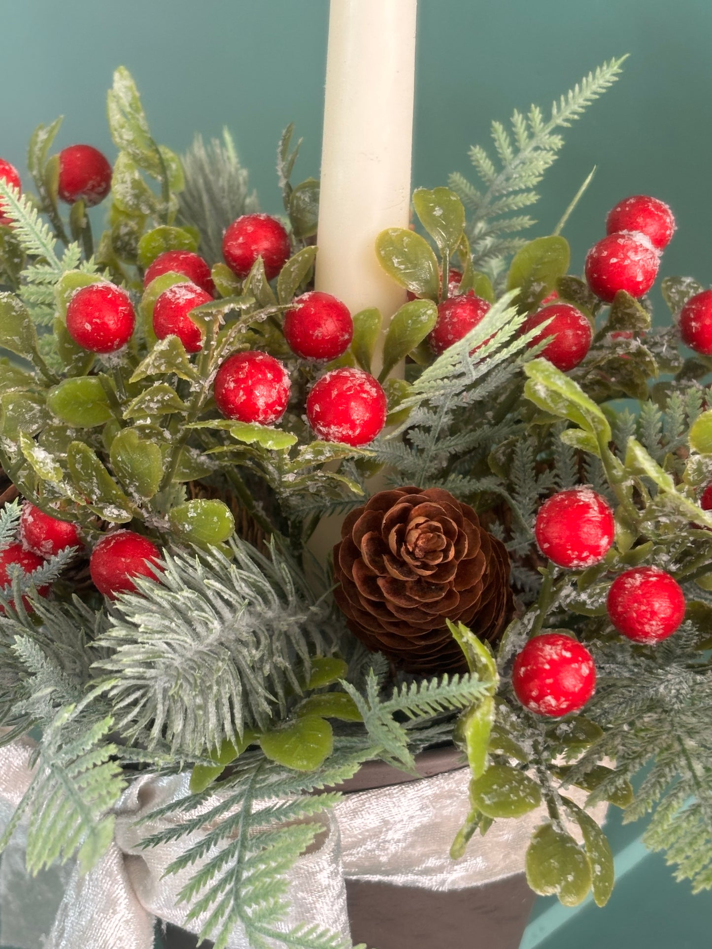Red Christmas candle display