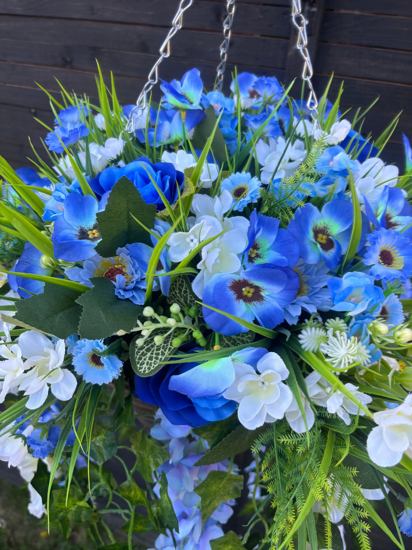 Blue & White Deluxe Rattan Basket
