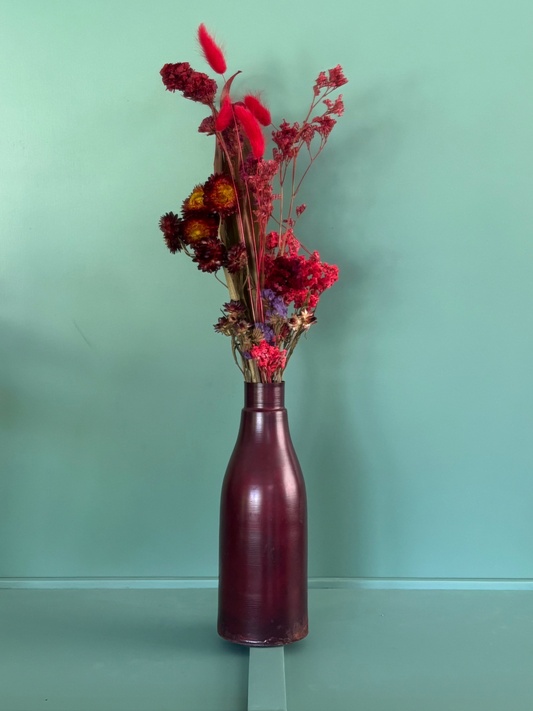 Red Bottle Pampas Display