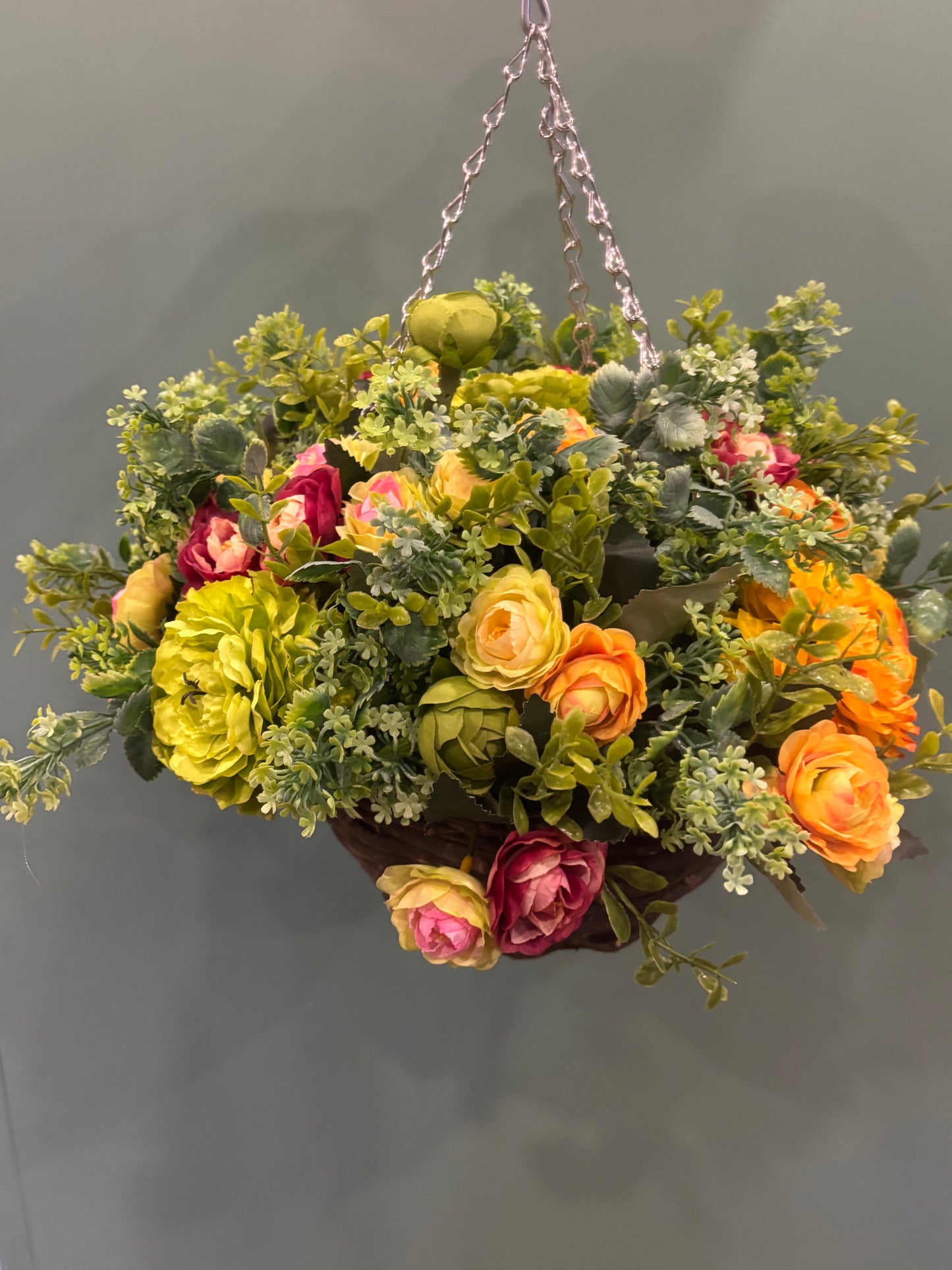 Ranunculus mix  Standard Rattan Round Basket