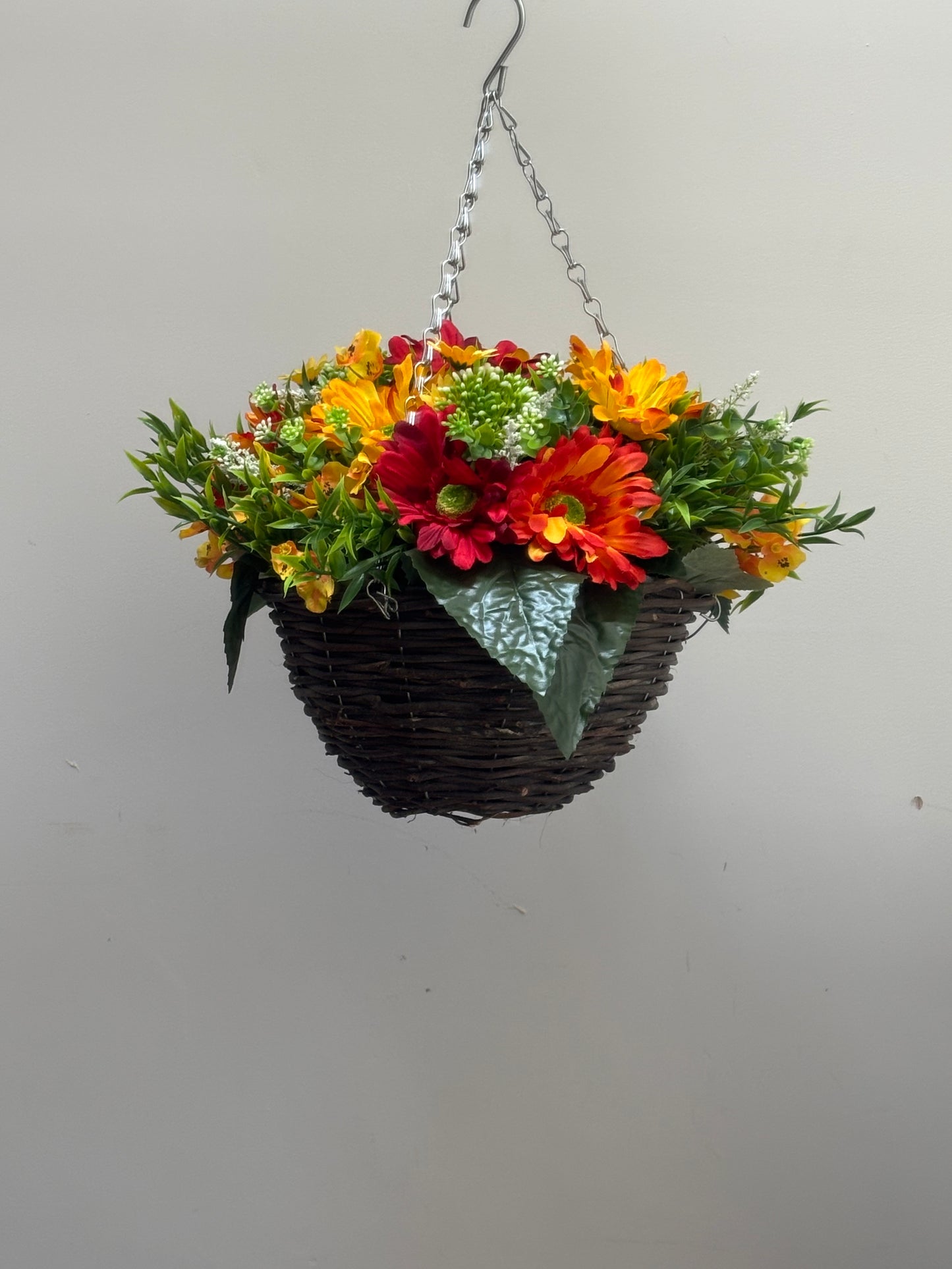 Orange, Red & Yellow Standard Rattan Round Basket
