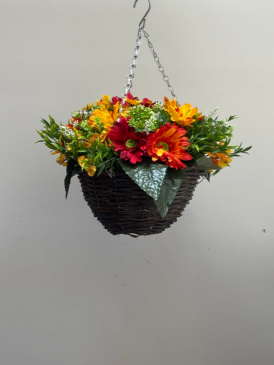 Orange, Red & Yellow Standard Rattan Round Basket