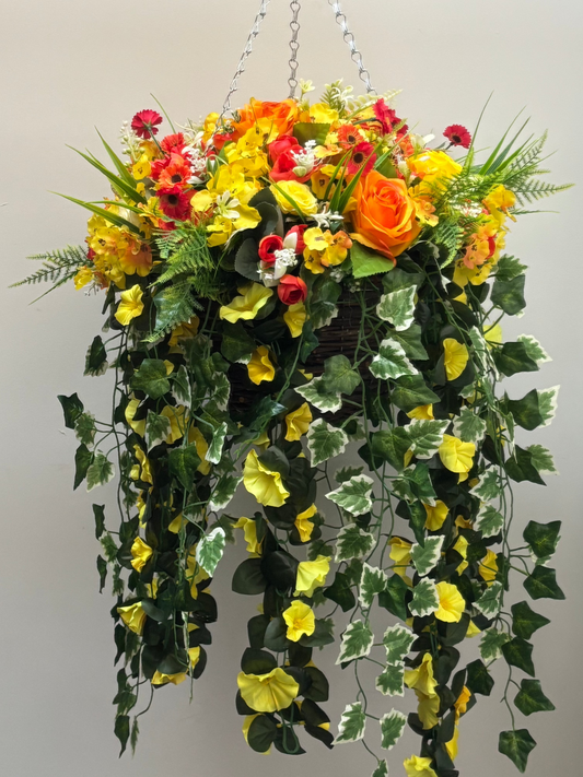 Orange & Yellow Deluxe Rattan Basket