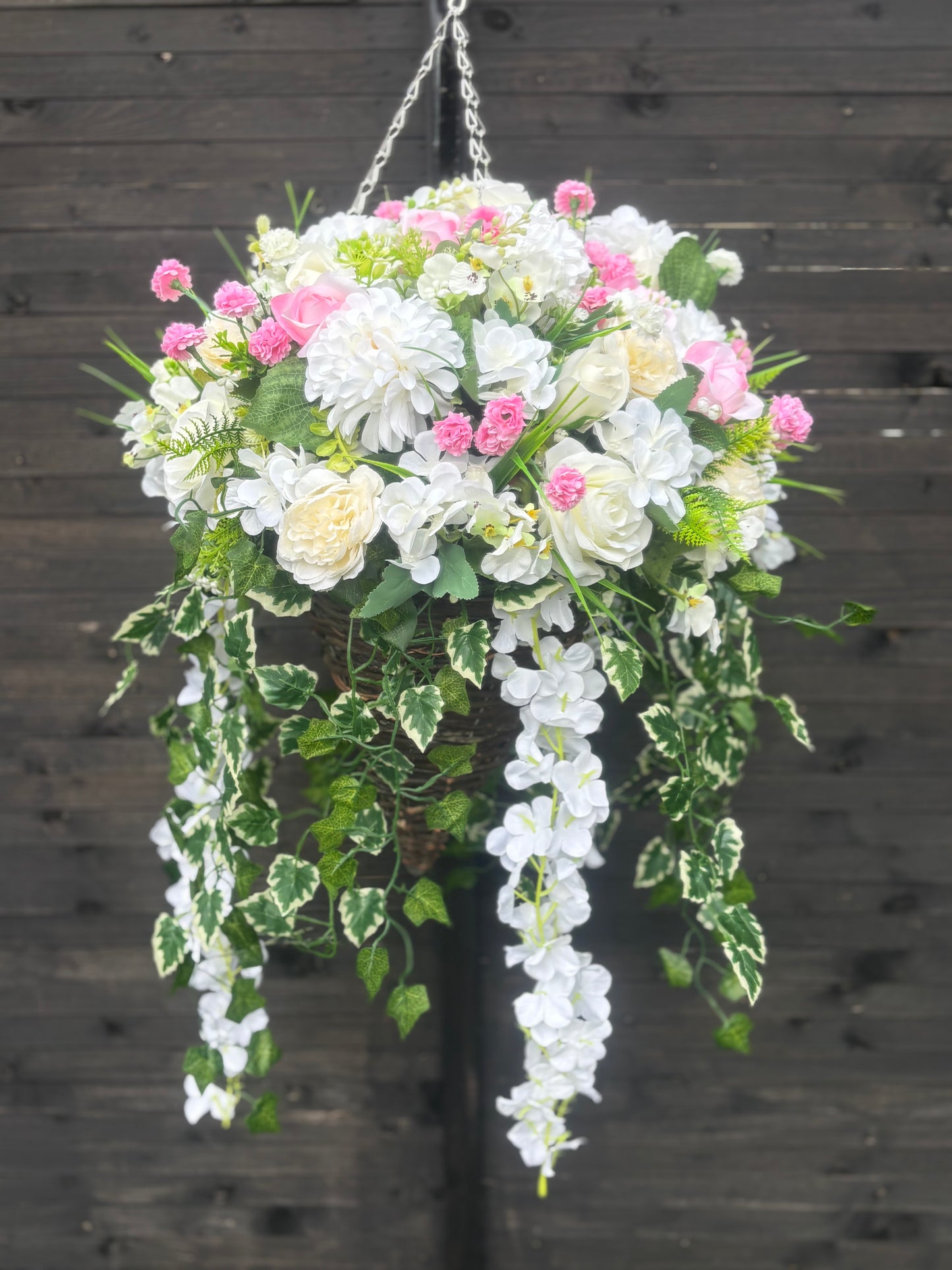 Ivory touch of pink  Deluxe Rattan Baskets