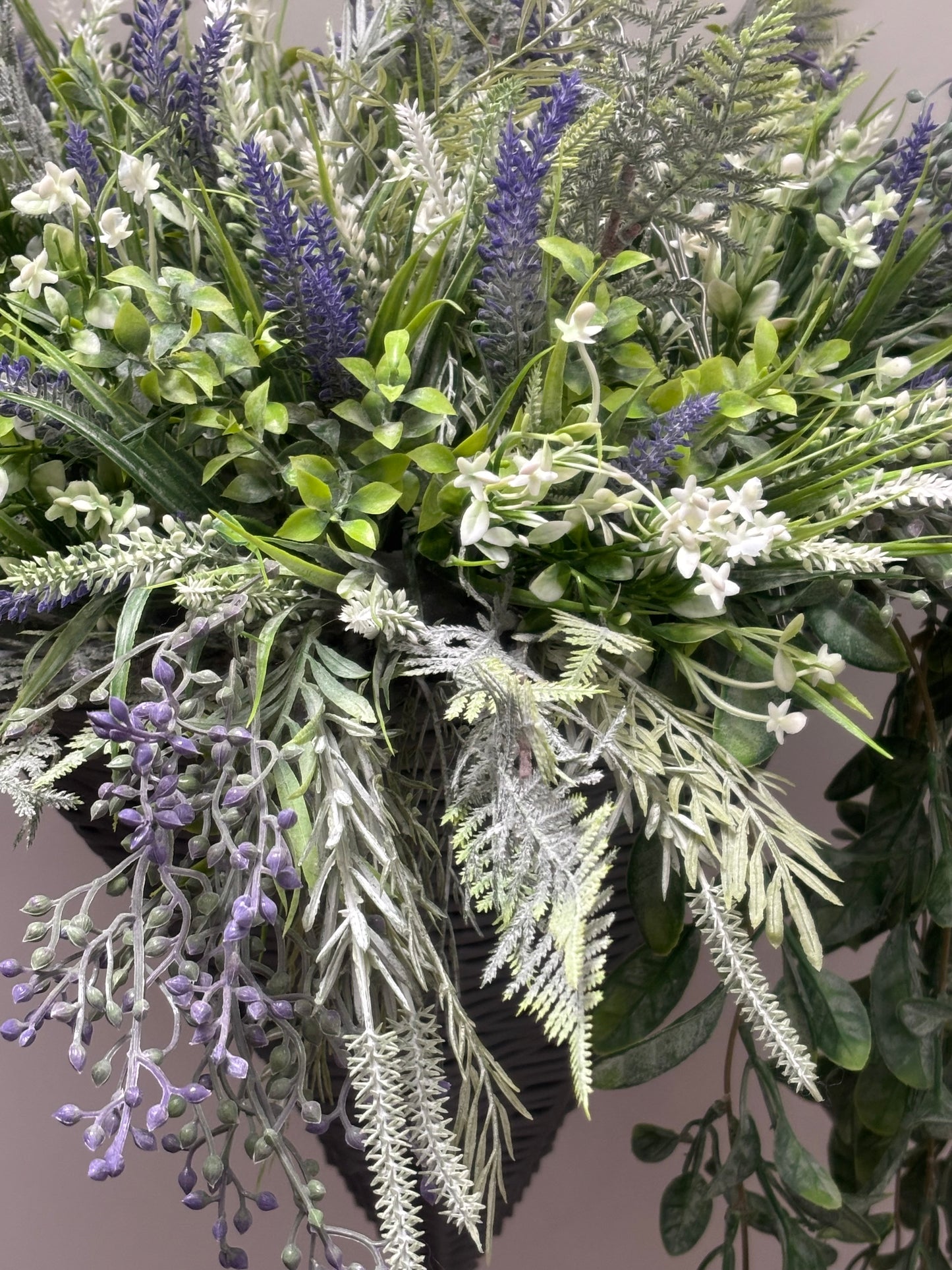 Flocked Foliage hanging basket