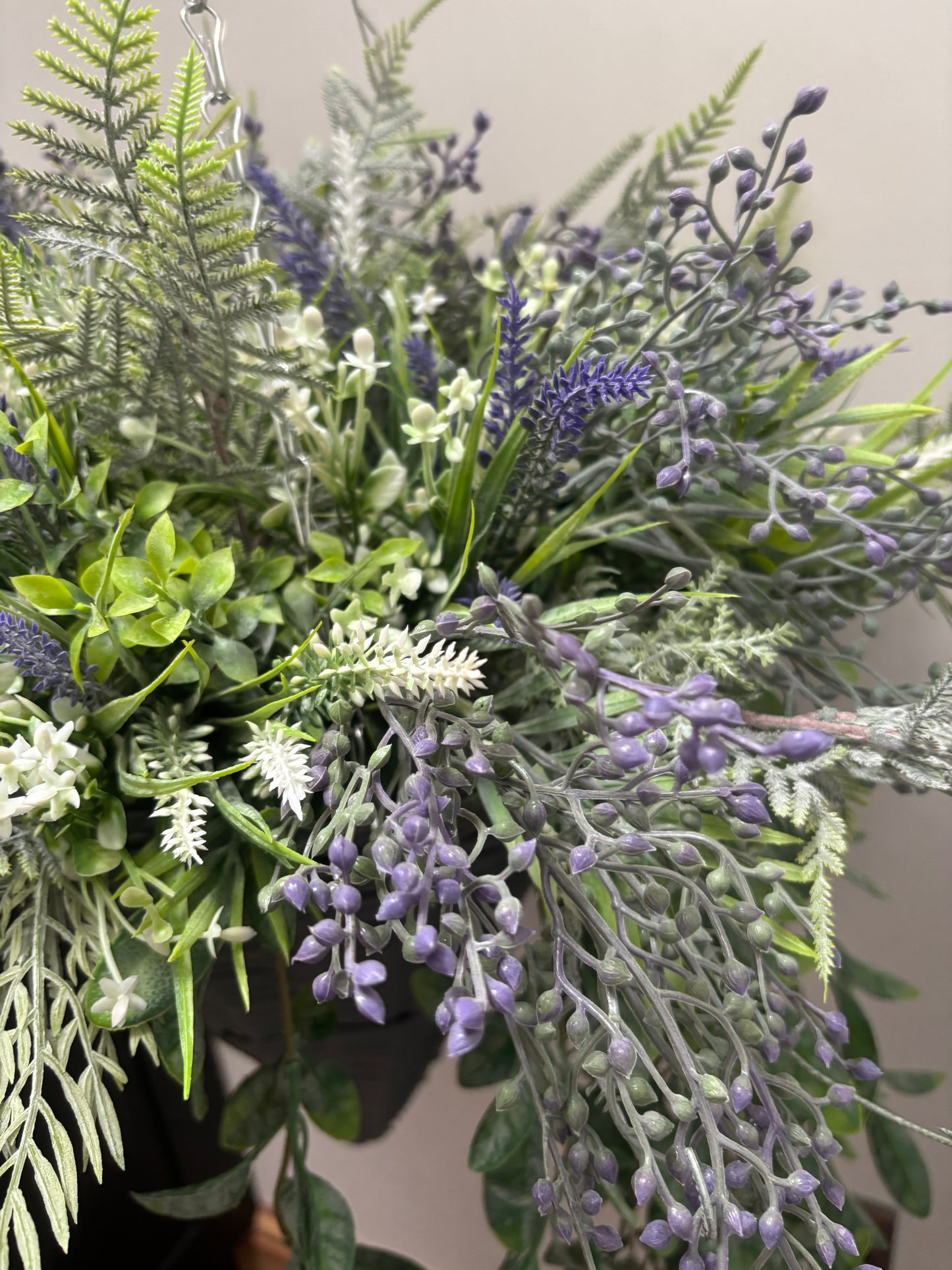 Flocked Foliage hanging basket