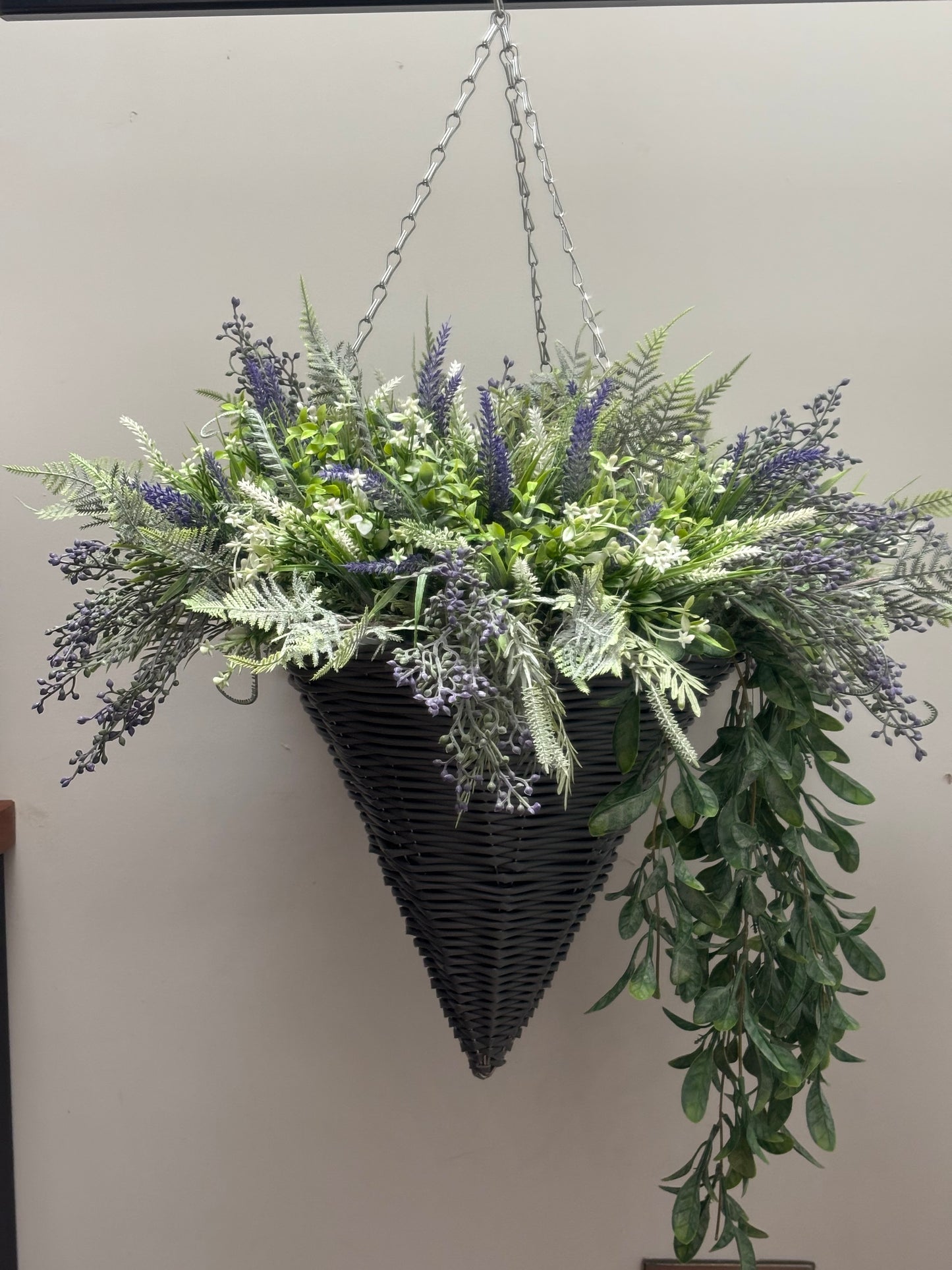 Flocked Foliage hanging basket
