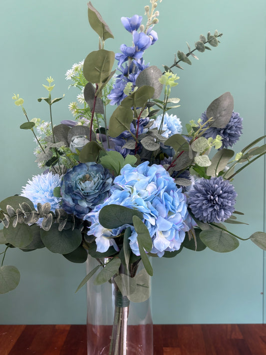 Blue Faux Flower Gift Bouquet