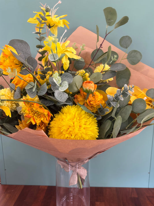 Yellow Faux Flower Gift Bouquet