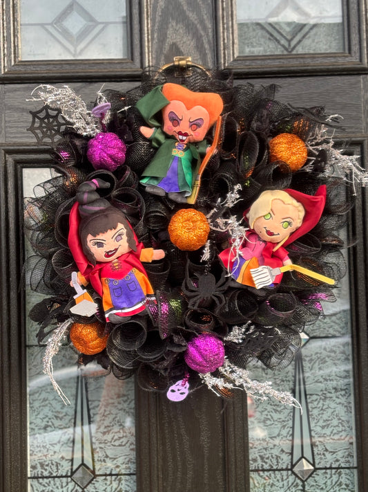 Hocus Pocus Halloween Deco Mesh Wreath/Door Bow