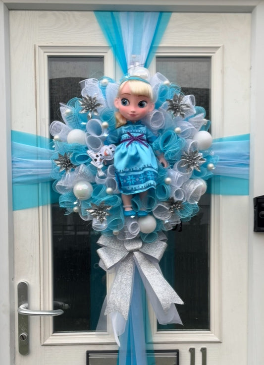 Elsa Frozen Deco Mesh Wreath / Door Bow