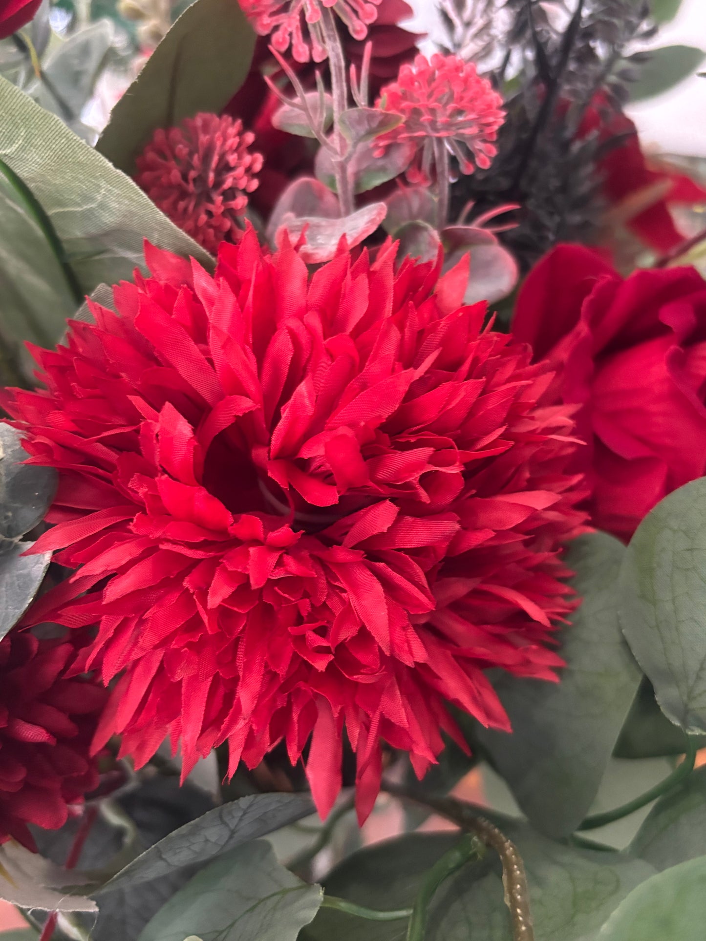 Red Faux Flower Gift Bouquet