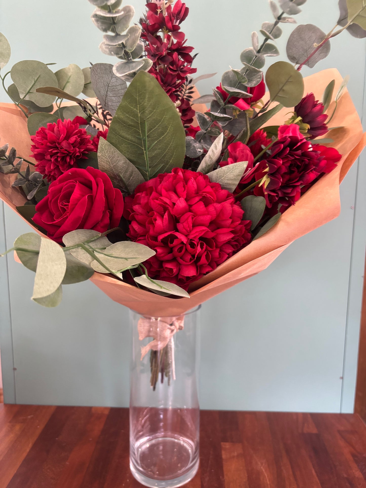 Red Faux Flower Gift Bouquet