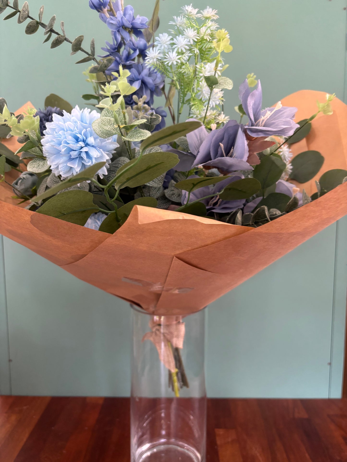 Blue Faux Flower Gift Bouquet