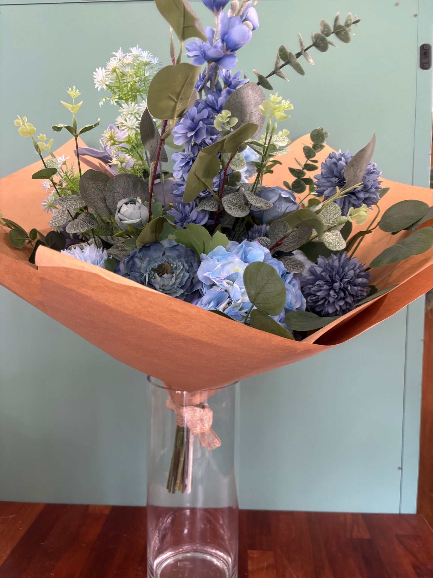 Blue Faux Flower Gift Bouquet